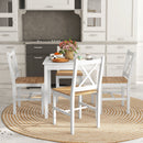 Set 4 Sedie per Cucina e Soggiorno con Schienale a Croce 41x46,5x86 cm in Legno di Pino Bianco e Rovere
