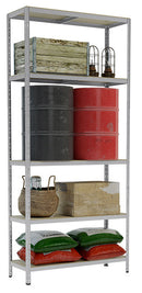 Scaffale in Metallo 5 Ripiani in Legno Truciolato 90x40x176 cm Joker Zincato