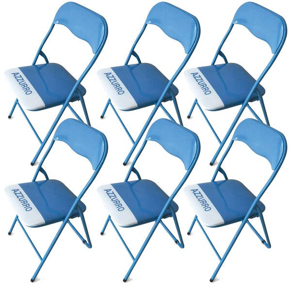 acquista Set 6 Sedie Pieghevoli in Metallo Soriani Azzurre