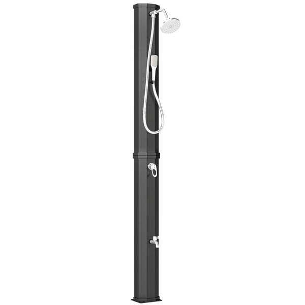 prezzo Doccia Solare 60L Doccia da Giardino da Esterno 21,8x18,2x227 cm con 2 Soffioni Riscaldata in ABS e Acciaio Inox Nero