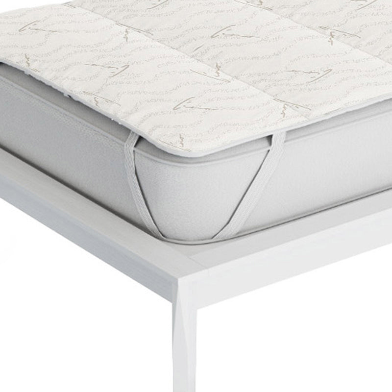 Topper Trapuntato Imbottito in Fibra di Lino con Elastici Grigio Chiaro Varie Misure