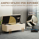 Panca Fondo Letto Contenitore 100x40x42 cm Rivestimento in Velluto Beige   