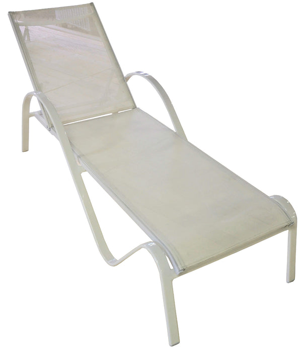 acquista Lettino Prendisole da Giardino in Alluminio e Textilene Vorghini Porto Vecchio Avorio