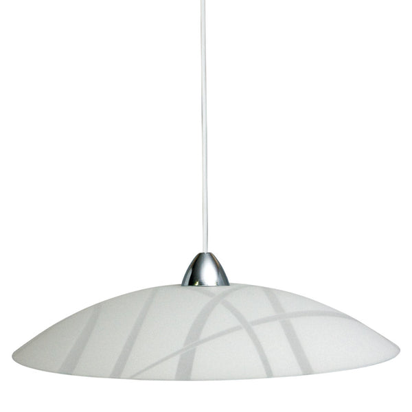 sconto Sospensione D50 1xE27 Montatura Bianco-Cromo Vetro Lastra Bianco E-Energy Dario
