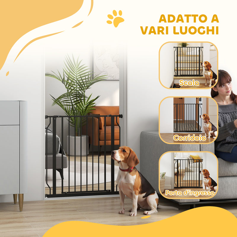 Cancelletto per Cani Estensibile e Regolabile 75-85x76 cm in Acciaio e ABS Nero   
