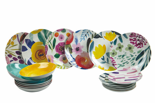 Servizio Piatti 18 Pezzi in Porcellana e Gres Multicolor Villa d'Este Home Tivoli New Acquerello sconto