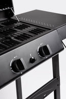 Barbecue a Gas 2 Bruciatori 97,5x49x99h cm Accensione Piezoelettrica in Acciaio Louis Nero