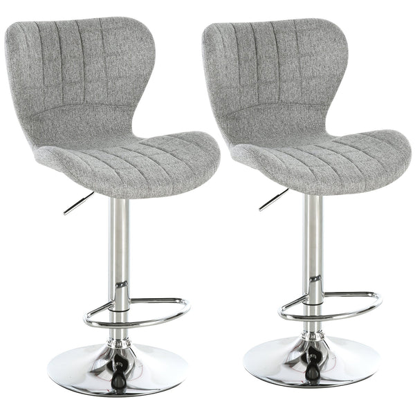 Set 2 Sgabelli da Cucina da Bar Girevoli con Altezza Regolabile in Tessuto Grigio acquista