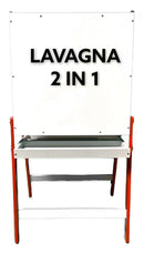 Lavagna 2 in 1 per Bambini 65x55x11 cm con Cavalletto in Legno Rosso