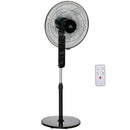 Ventilatore a Piantana 3 Velocità con Telecomando Angolo di Inclinazione Regolabile in Metallo Nero      