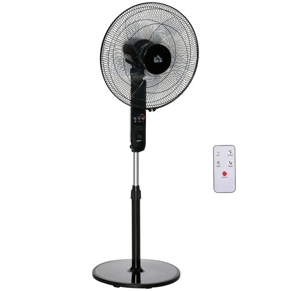 Ventilatore a Piantana 3 Velocità con Telecomando Angolo di Inclinazione Regolabile in Metallo Nero sconto