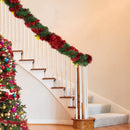 Ghirlanda Natalizia Intrecciata 280cm con Campane e Palline Rosso e Oro