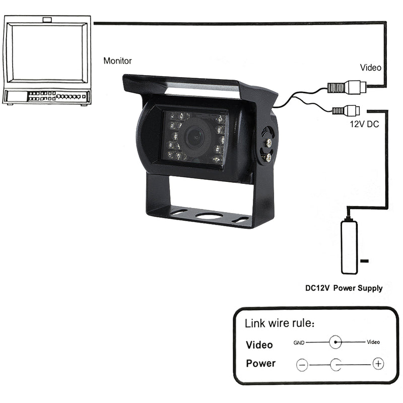 Telecamera Retromarcia per Furgoni e Camper 18 Led Infrarossi Retrocamera Nero