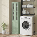 Mobile Bagno Alto 38x26x160 cm a 6 Ripiani con Ripiano Regolabile in Truciolato e MDF Verde Salvia      