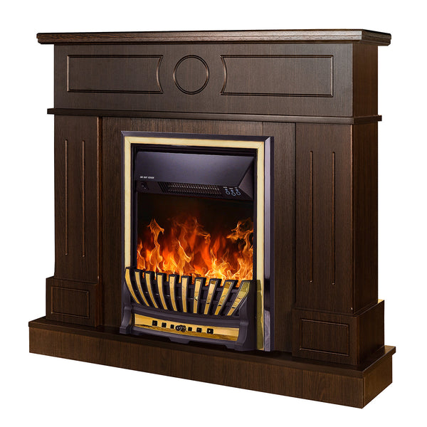 Camino Elettrico da Pavimento 97,8x104,8x30 cm Effetto Fiamma 2000W Ambassador & Meridian Noce sconto