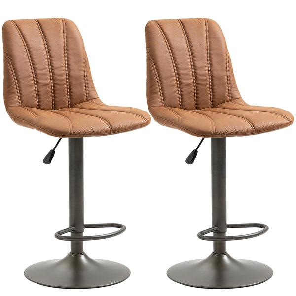 Set 2 Sgabelli Imbottiti 45x54x96-117 cm in Acciaio e Similpelle Marrone e Grigio acquista