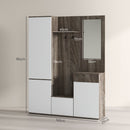 Mobile Guardaroba per Ingresso con Specchio Appendiabiti e Armadio 145x29x184 cm Nero e Bianco  