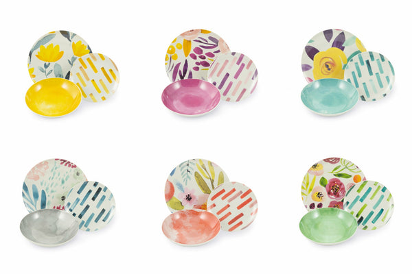 online Servizio Piatti 18 Pezzi in Porcellana Villa d'Este Home Tivoli Aquerello Multicolor
