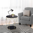 Tavolino da Soggiorno Contenitore in Metallo Ø45x48 cm  Nero e Oro
