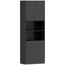 Dispensa Cucina 60x30x170 cm con Contenitore e Mensola Regolabile in Pannello Truciolare Effetto Legno Nero      