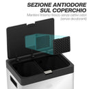 Pattumiera a Pedale 3 Sezioni da 56L 45,7x35,8x76 cm Argento  