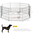 Recinto per Cani Gatti Cuccioli Roditori Recinzione Rete Gabbia 8 Pezzi 61x61 cm Nero 