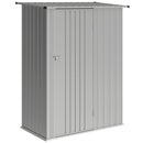 Capanno Porta Attrezzi 142x86x189 cm con Tetto Inclinato e Porta Bloccabile in Metallo Argento      