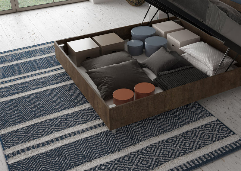 Letto Matrimoniale Struttura Noce con Cuscini in Similpelle Egos Appia Bianco Varie Misure