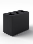 Pattumiera a 3 Scomparti Totale 135 L 84x44x63 cm con Contenitori Interni in Acciaio Verniciato Nero 