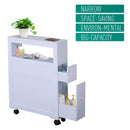 Mobiletto da Cucina in Legno con Ripiano e 2 Cassetti Posate Bianco 16x52x66 cm