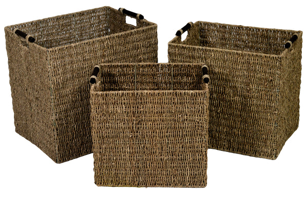 online Set 3 Ceste Rettangolari con Manici in Legno Cordi