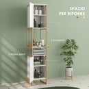 Mobile a Colonna da Bagno Salvaspazio con Armadietti e Ripiani Bianco  
