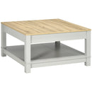 Tavolino da Caffè 80x80x42,5 cm con Ripiano in Truciolato  Grigio e Legno