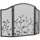 Parascintille Camino Pieghevole a 3 Pannelli 122x1x75 cm in Metallo Verniciato Nero      