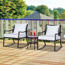 Set Salotto da Giardino in Rattan Sintetico 2 Poltrone a Dondolo e Tavolino Marrone 