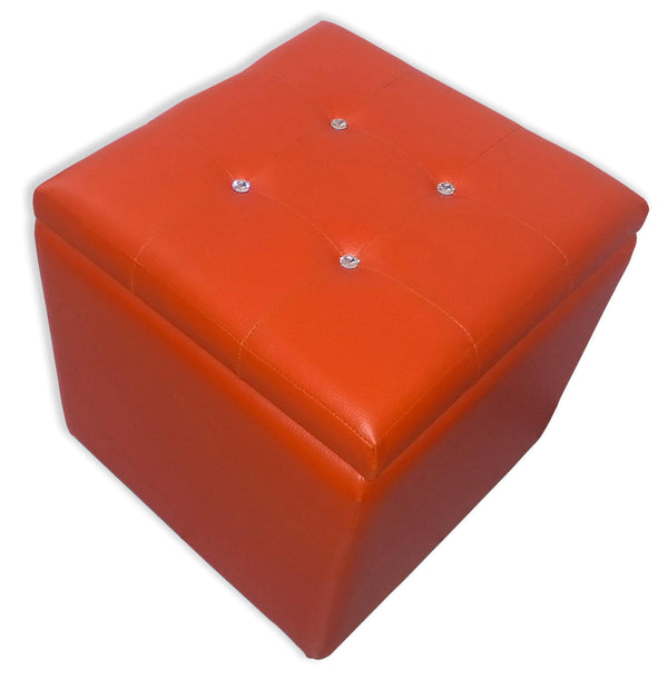prezzo Cubo Pouf Contenitore in Similpelle e Cristalli Renier Arancione