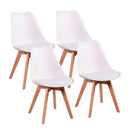 Set 4 Sedie Ergonomiche 53,5x48,5x83 cm Gambe in Legno Candice Bianco