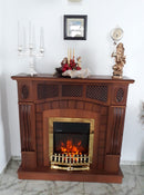 Camino Elettrico da Pavimento 112x115x30 cm Effetto Fiamma 2000W Amsterdam & Galileo Gold Noce