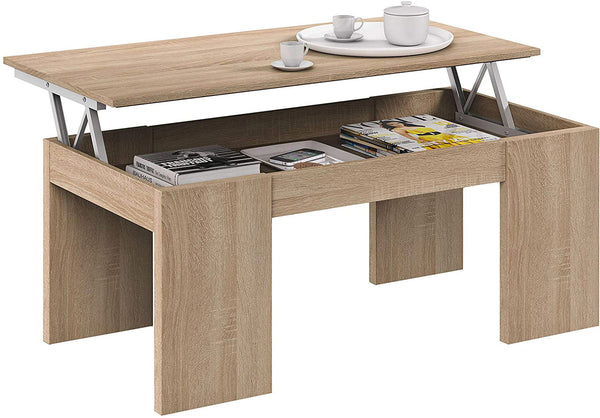 online Tavolino Basso da Caffè 100x50x43 cm con Piano Sollevabile Rovere