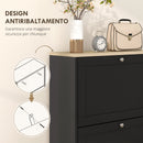 Mobile Scarpiera 3 Ante a Ribalta 60x23,5x115 cm in Legno Nero  