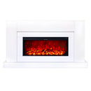 Camino Elettrico da Pavimento 90x160x27 cm Effetto Fiamma 1500W Pascal & Tasmania Bianco