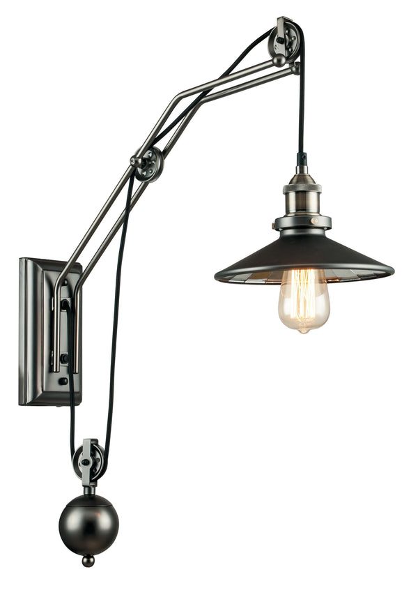 acquista Applique Carrucole Rustica Metallo Vetro Specchio Lampada da Parete E27