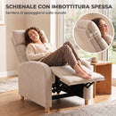 Poltrona Relax 67x157x87 cm Reclinabile Manualmente a 135° con Poggiapiedi in Tessuto Beige      