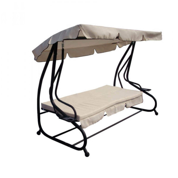 Dondolo Letto Relax con Cuscini 230x120x164 h cm in Acciaio Ecrù sconto