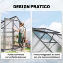 Serra da Giardino 7,1 m² 190x375x199 cm in Policarbonato con Telaio in Lega di Alluminio Grondaie Finestre Apribili e Porta Scorrevole      