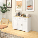 Credenza Moderna 3 Cassetti e 3 Ante 101x39x82 cm in MDF e Truciolato Bianco