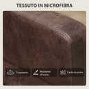 Divano 2 Posti Moderno 130x78x85 cm con Rivestimento in Tessuto Effetto Pelle Traspirante e Gambe in Legno Marrone Scuro      