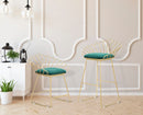 Sgabello Glam Flower Rosa Coppia 57x52x94-56x48x72,50 cm in Ferro Poliestere e Spugna Verde e Oro