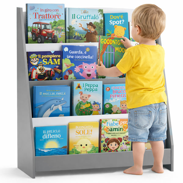 Libreria Montessoriana per Bambini 80x30x88 cm Scaffale in Legno Grigio online