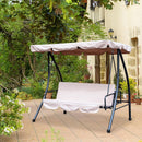Dondolo 3 Posti 200x125x170 cm in Acciaio e Poliestere Beige